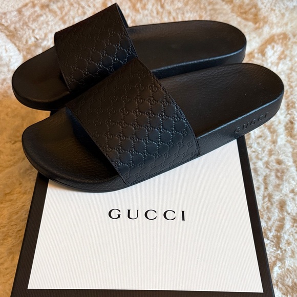 Gucci Other - Gucci Embossed Black Slides